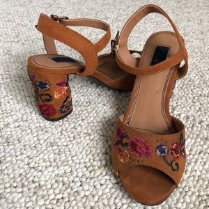 Embroidered block heels